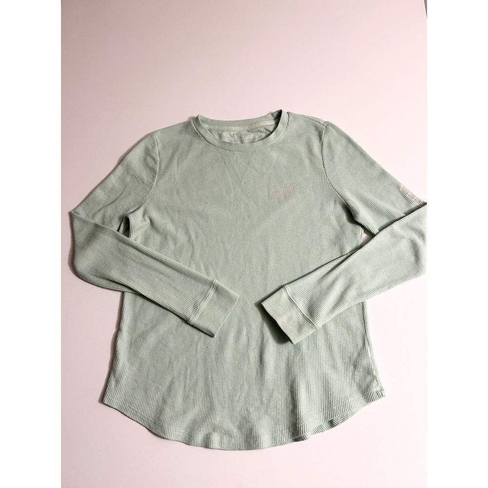 Vineyard Vines Womens Large Mint Green Waffle Knit Long Sleeve Whale Shirt